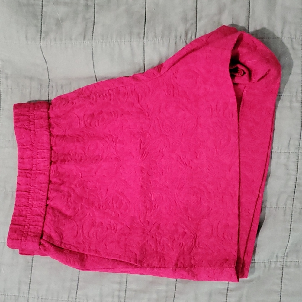 J Crew Magenta Pull On Shorts Size 10 Floral Fabric